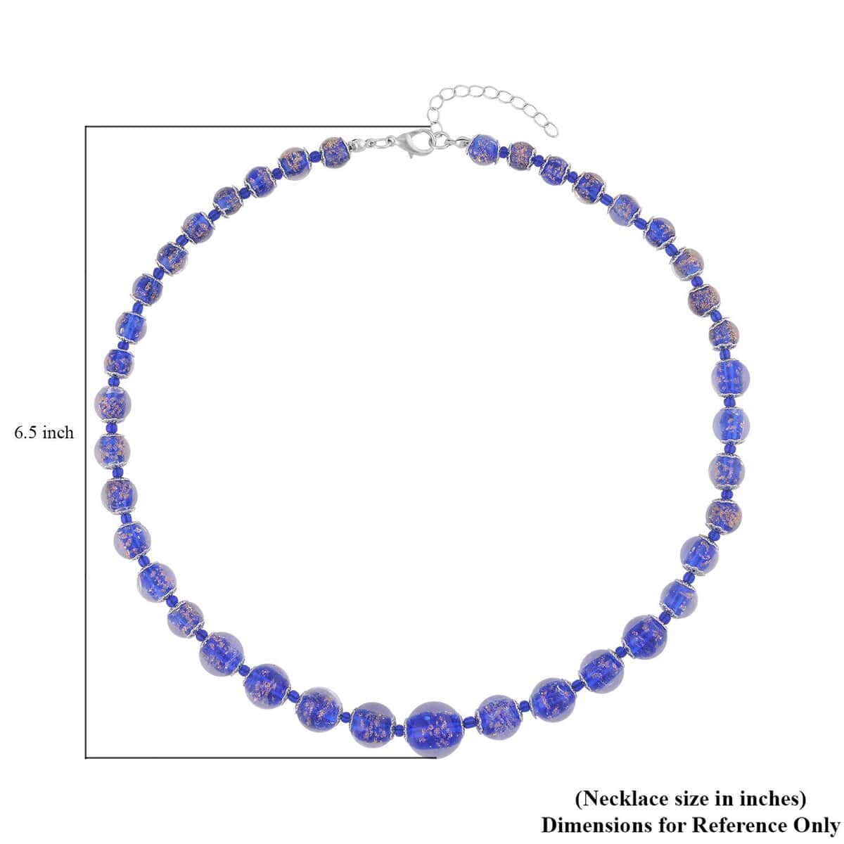 Blue Color Murano Glass and Blue Glass Beaded Necklace 20-22 Inches in Silvertone image number 4