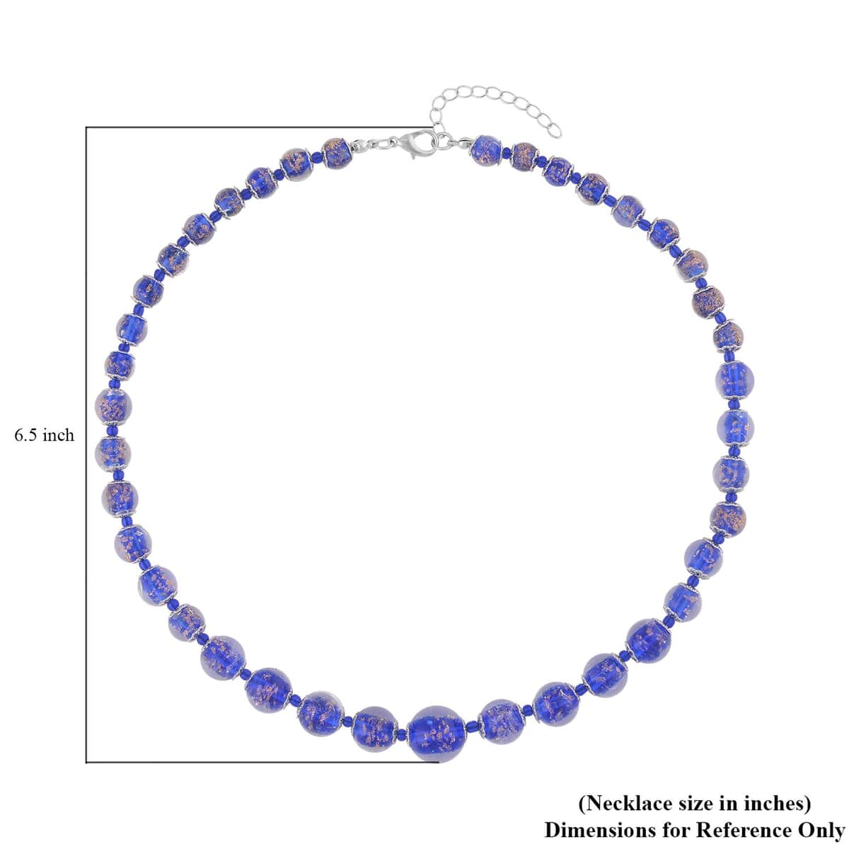 Blue Color Murano Style and Blue Glass Beaded Necklace in Silvertone 20-22 Inches image number 4