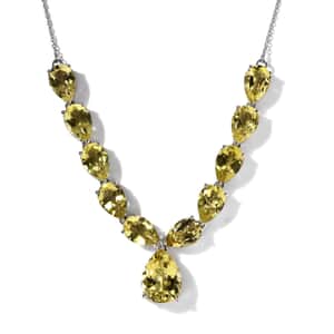 Ouro Verde Quartz 35.65 ctw Necklace in Platinum Over Sterling Silver 18-20 Inches