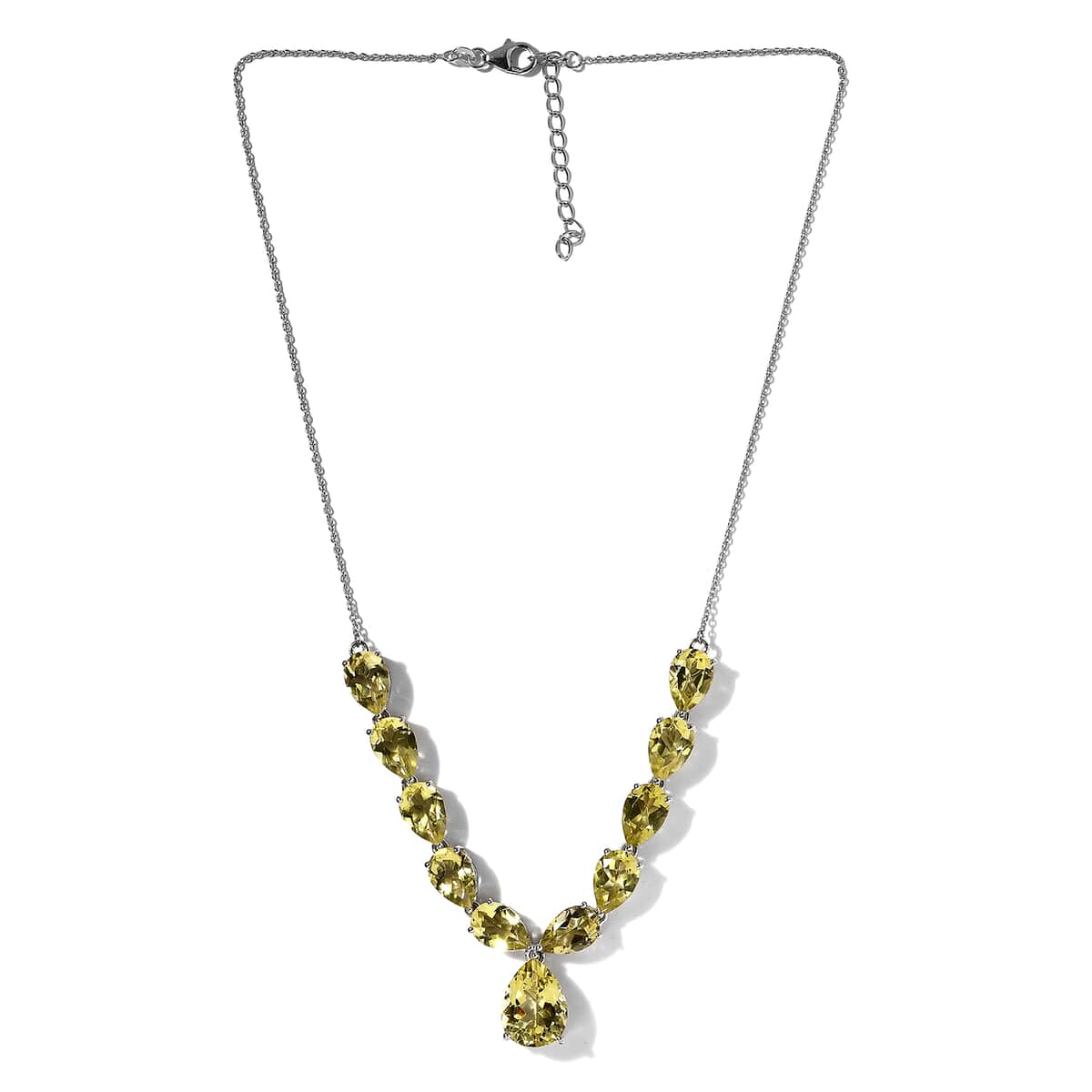 Ouro Verde Quartz Necklace 18-20 Inches in Platinum Over Sterling Silver 35.65 ctw image number 3