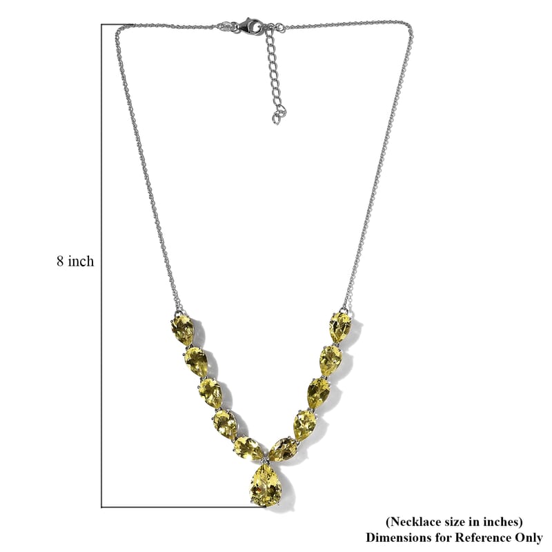 Ouro Verde Quartz 35.65 ctw Necklace in Platinum Over Sterling Silver 18-20 Inches