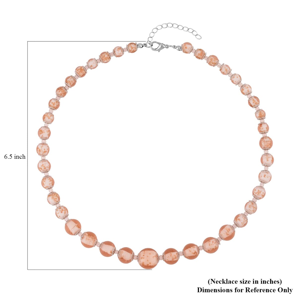 Pink Glass Beaded Necklace in Silvertone 20-22 Inches image number 3