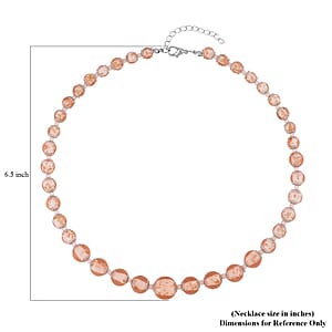 Pink Glass Beaded Necklace in Silvertone 20-22 Inches