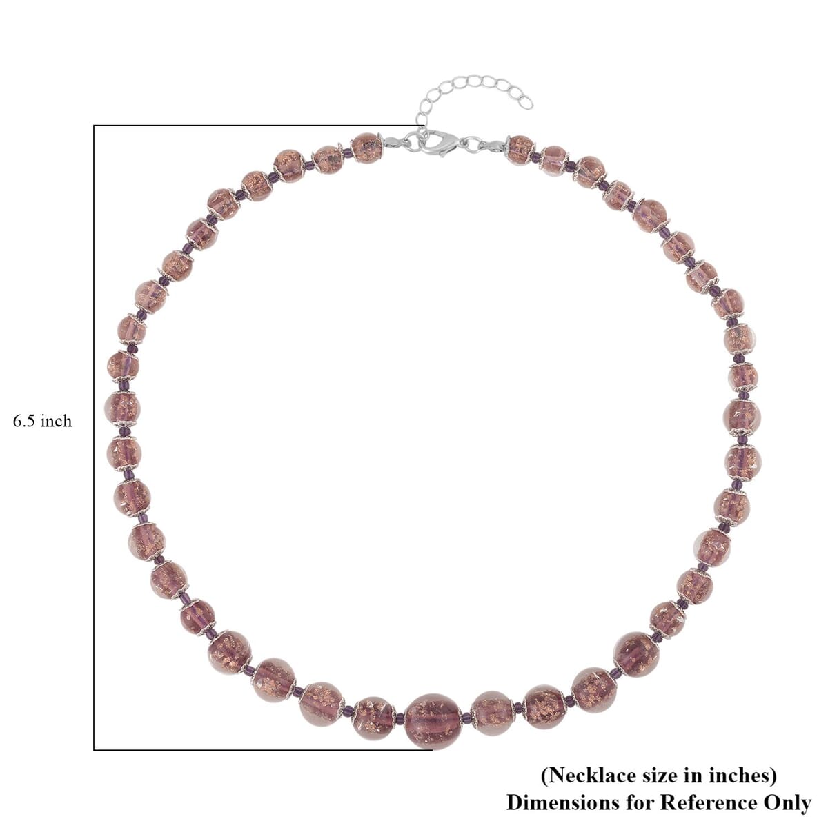 Purple Glass Beaded Necklace in Silvertone 20-22 Inches image number 3