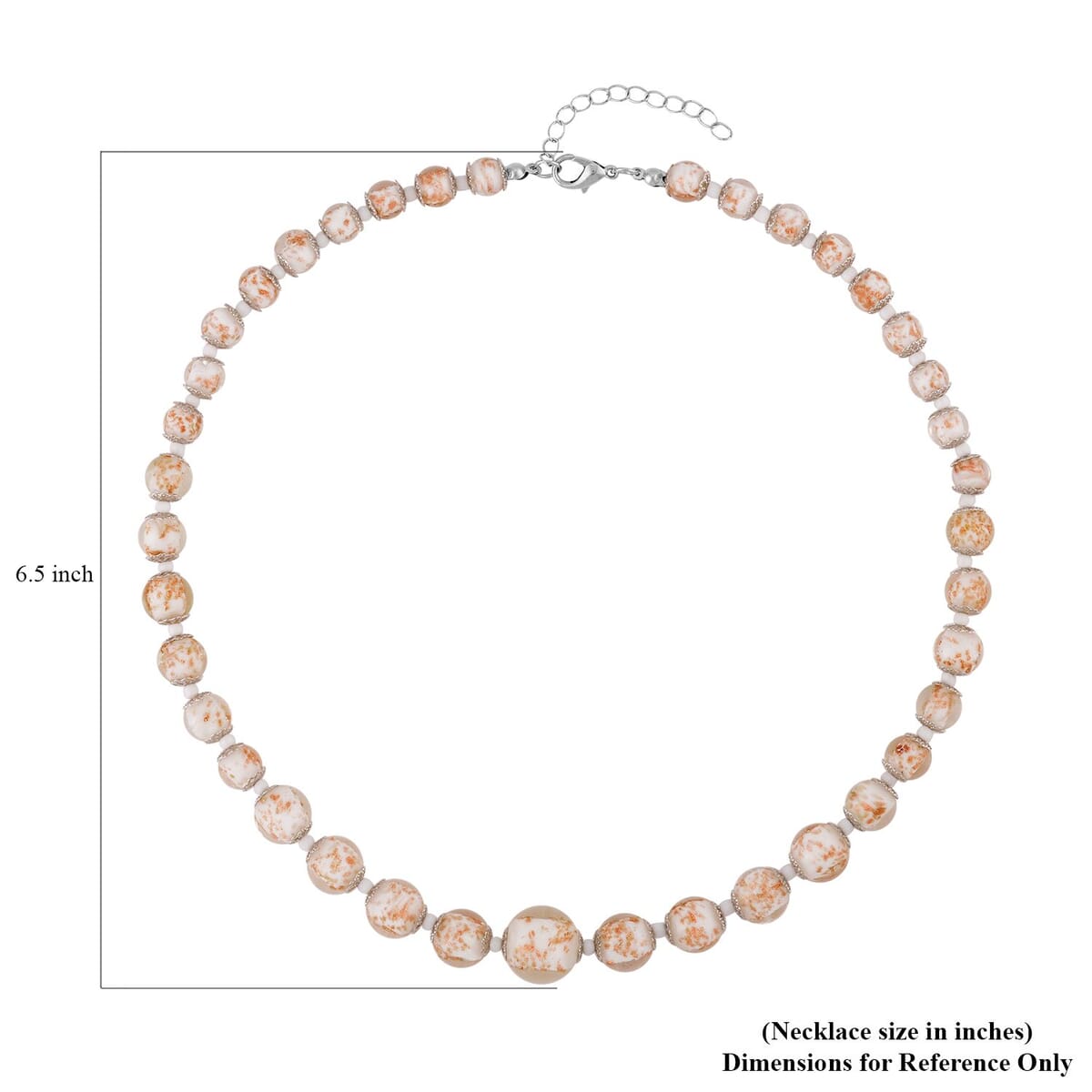 White Glass Beaded Necklace in Silvertone 20-22 Inches image number 3