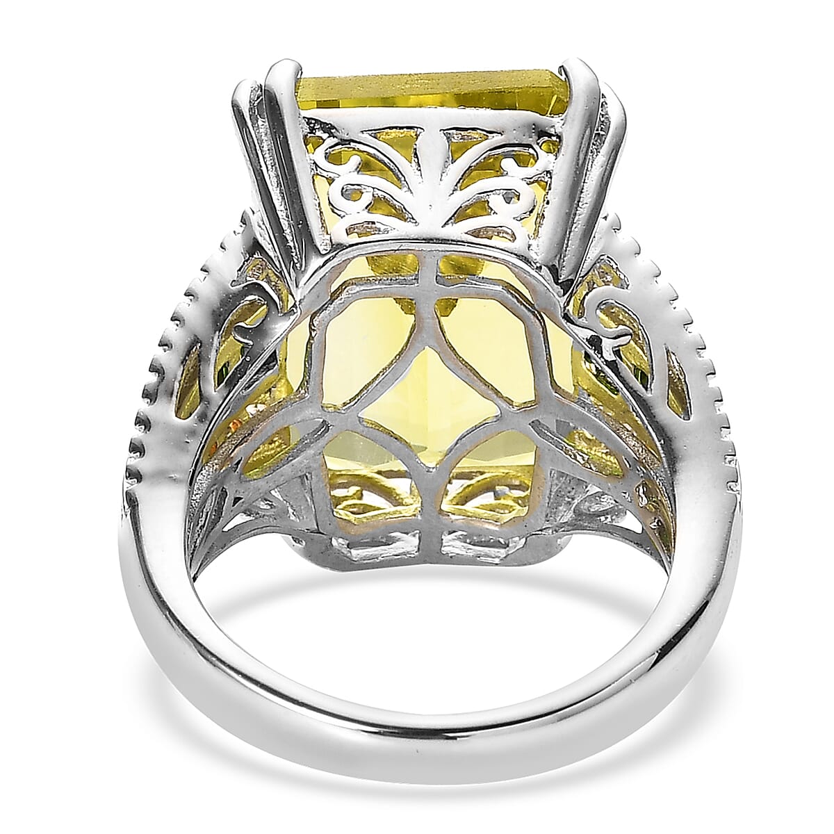 Ouro Verde Quartz and Chrome Diopside Ring in Vermeil YG and Platinum Over Sterling Silver (Size 10.0) 14.90 ctw image number 4
