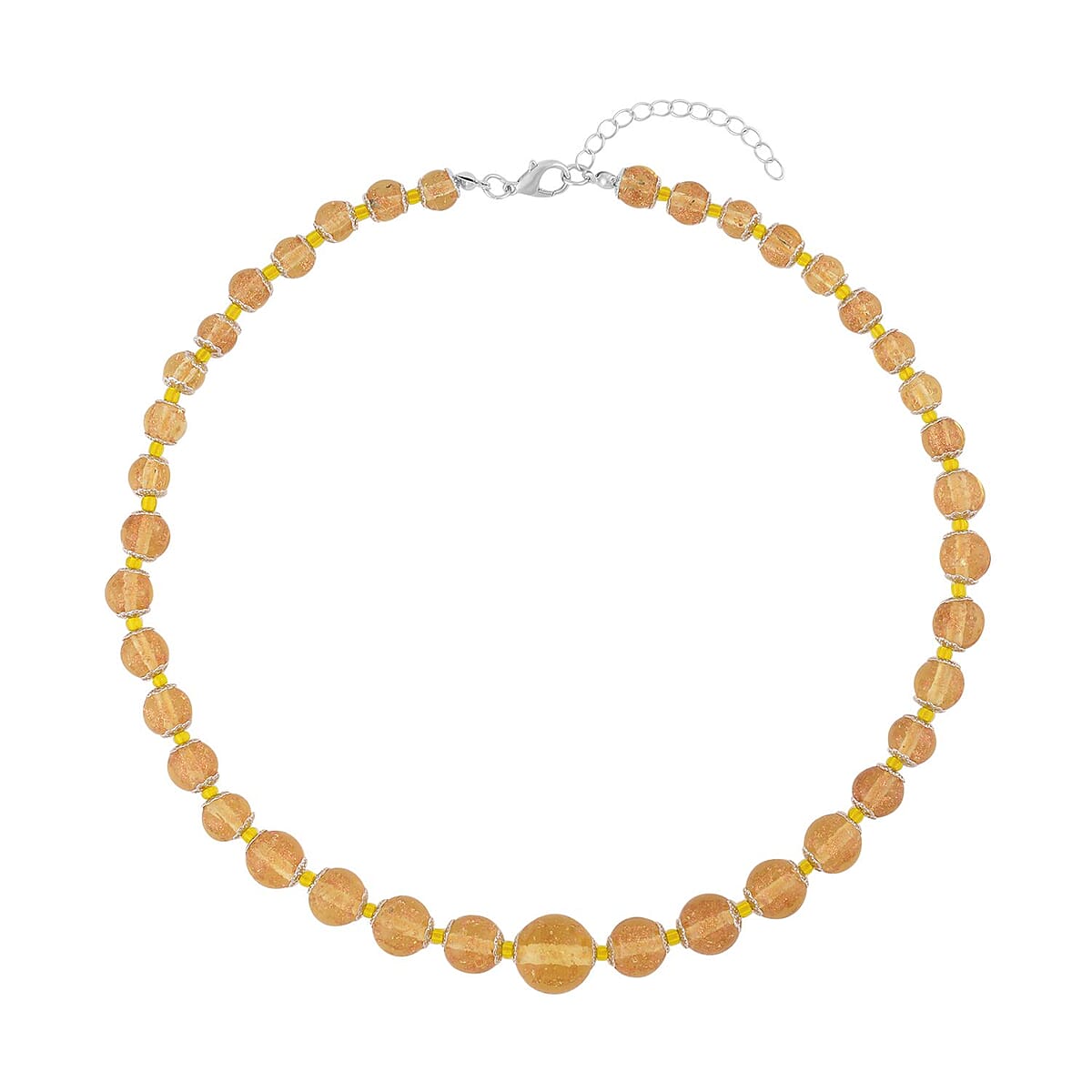 Champagne Glass Beaded Necklace in Silvertone 20-22 Inches image number 0