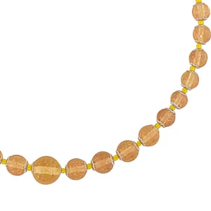 Champagne Glass Beaded Necklace in Silvertone 20-22 Inches