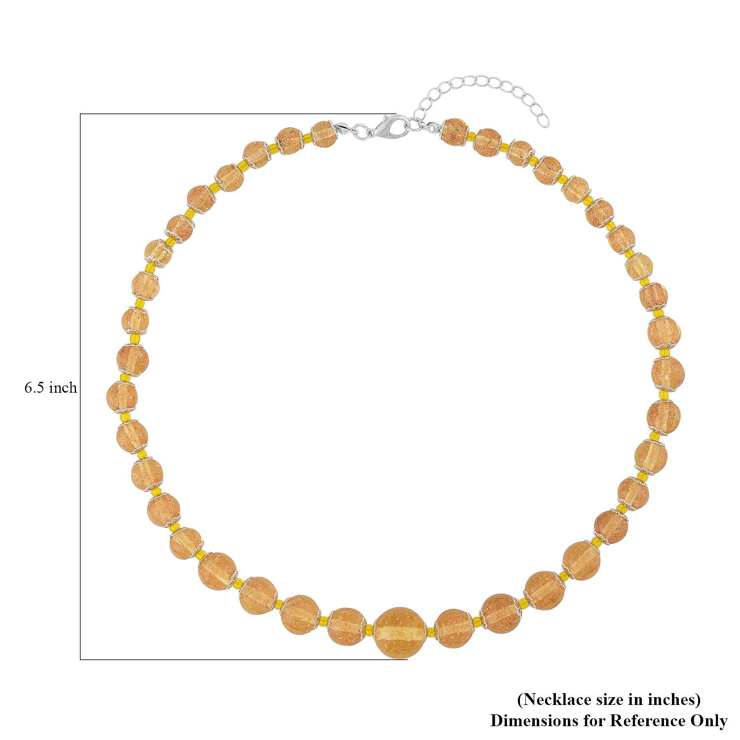 Champagne Glass Beaded Necklace in Silvertone 20-22 Inches