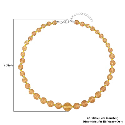 Champagne Glass Beaded Necklace in Silvertone 20-22 Inches
