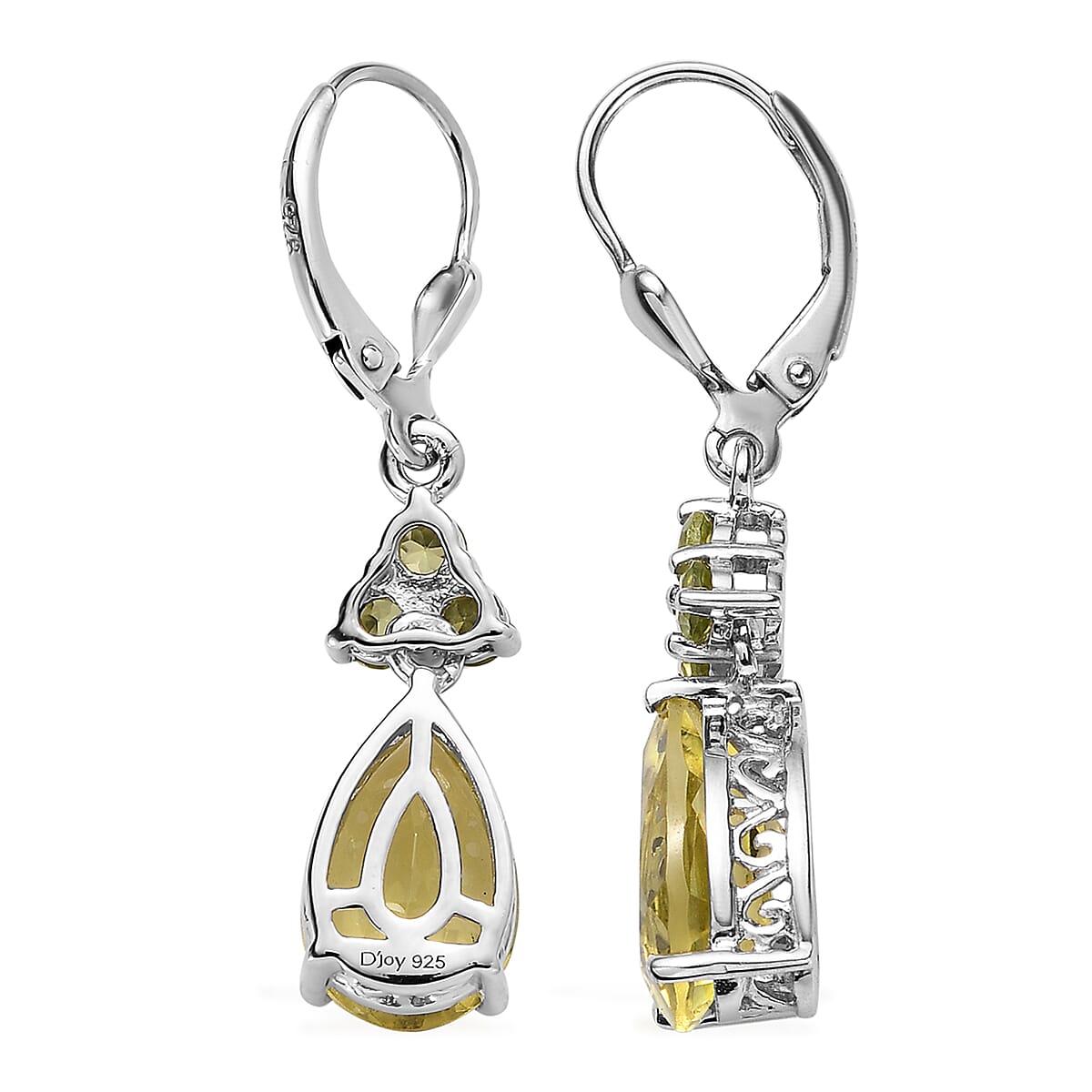 Ouro Verde Quartz and Peridot Dangling Earrings in Platinum Over Sterling Silver 6.40 ctw image number 3