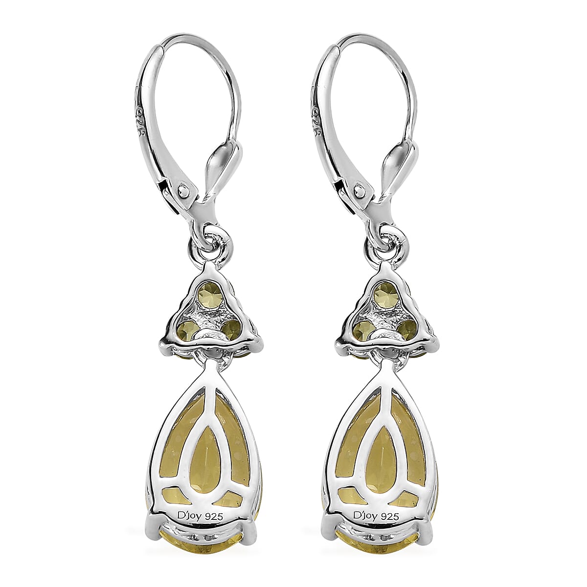 Ouro Verde Quartz and Peridot Dangling Earrings in Platinum Over Sterling Silver 6.40 ctw image number 4