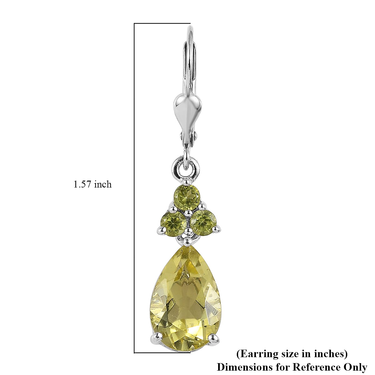 Ouro Verde Quartz and Peridot Dangling Earrings in Platinum Over Sterling Silver 6.40 ctw image number 5