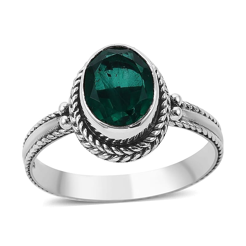 Bali Legacy Emerald Quartz Solitaire Ring in Sterling Silver (Size 10.0) 3.10 ctw
