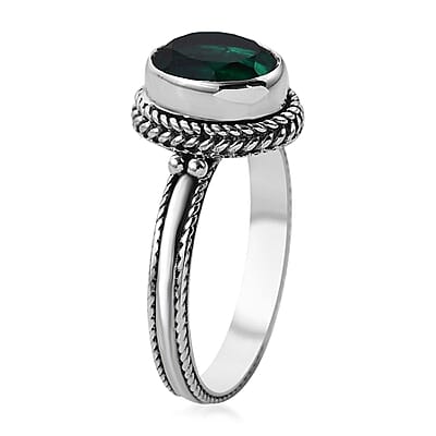 Bali Legacy Emerald Quartz Solitaire Ring in Sterling Silver (Size 10.0) 3.10 ctw