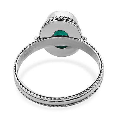 Bali Legacy Emerald Quartz Solitaire Ring in Sterling Silver (Size 10.0) 3.10 ctw