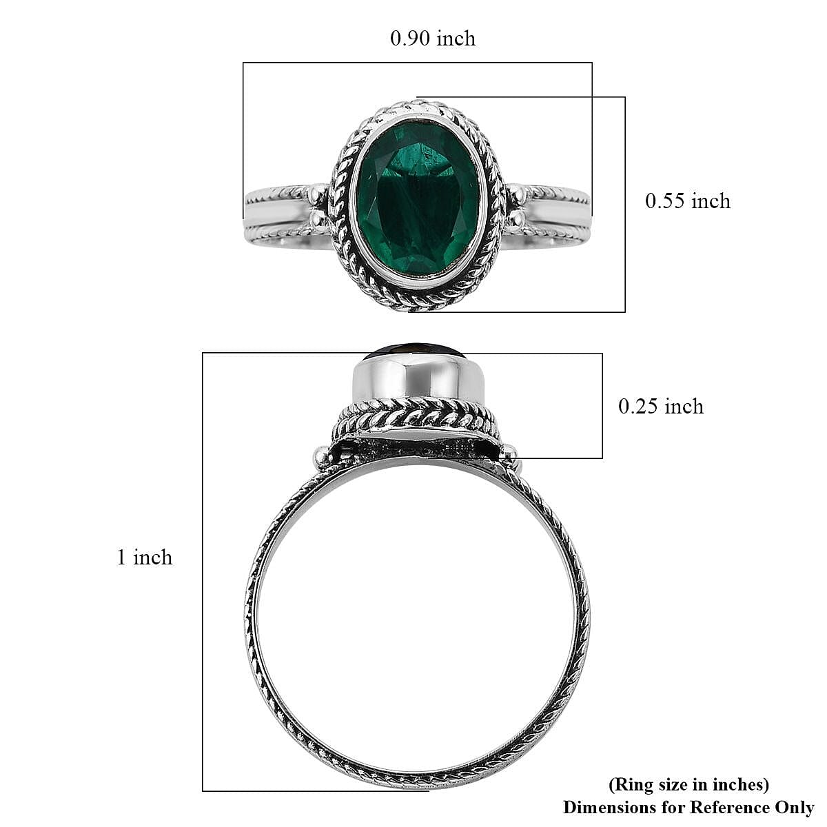 Bali Legacy Emerald Quartz Solitaire Ring in Sterling Silver (Size 10.0) 3.10 ctw