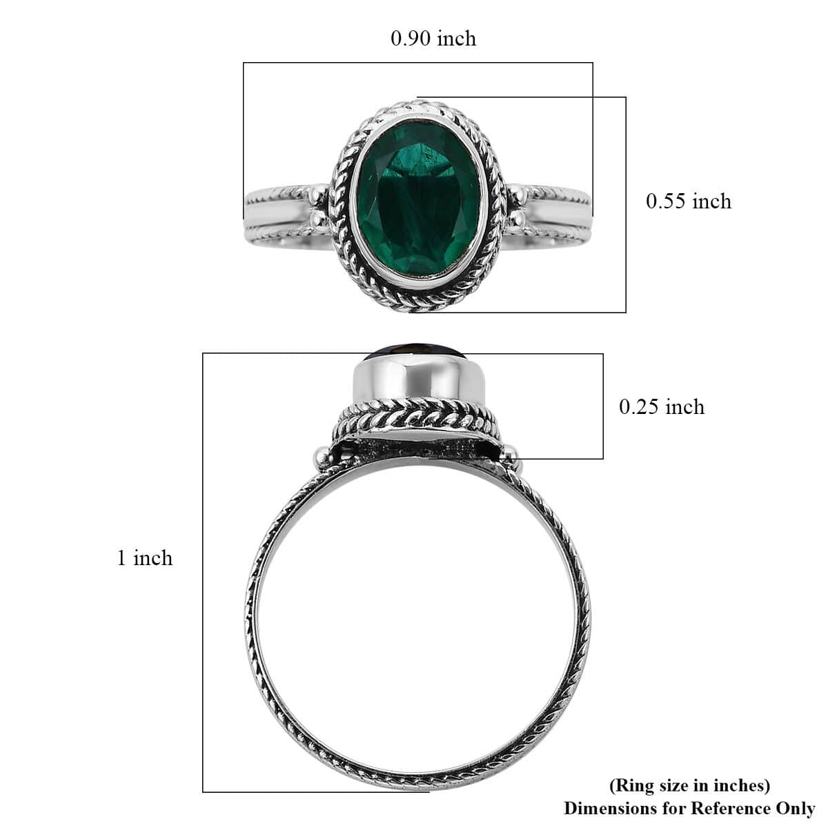 Bali Legacy Emerald Quartz Solitaire Ring in Sterling Silver 3.10 ctw image number 5