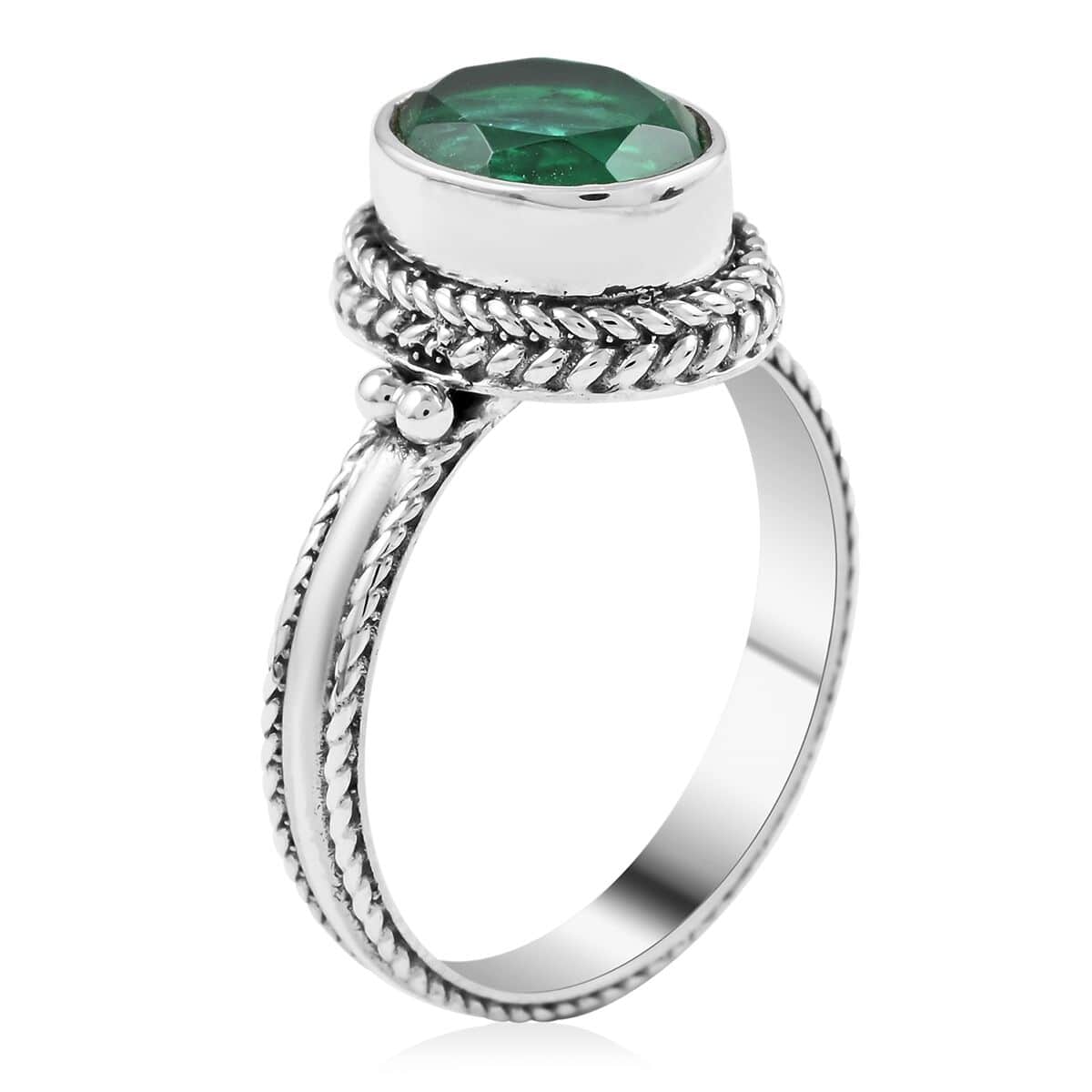 BALI LEGACY EMERALD QUARTZ SOLITAIRE RING IN STERLING SILVER sold (SIZE 5) 3.10 CTW