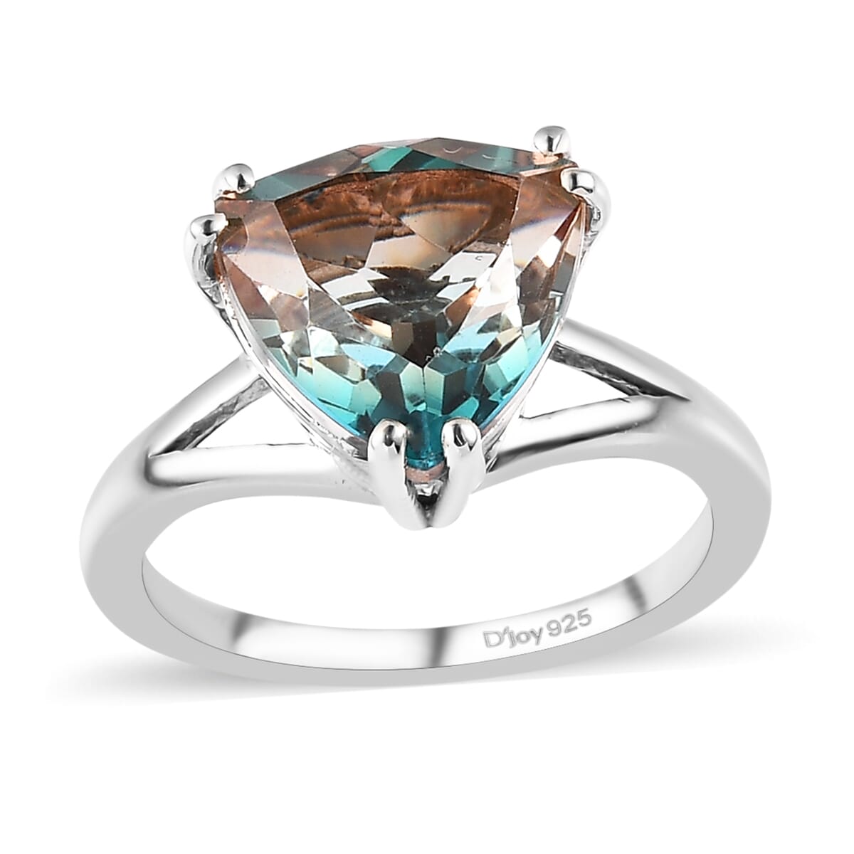 Aqua Terra Costa Quartz (Triplet) Solitaire Ring in Platinum Over Sterling Silver (Size 10.0) 3.50 ctw image number 0
