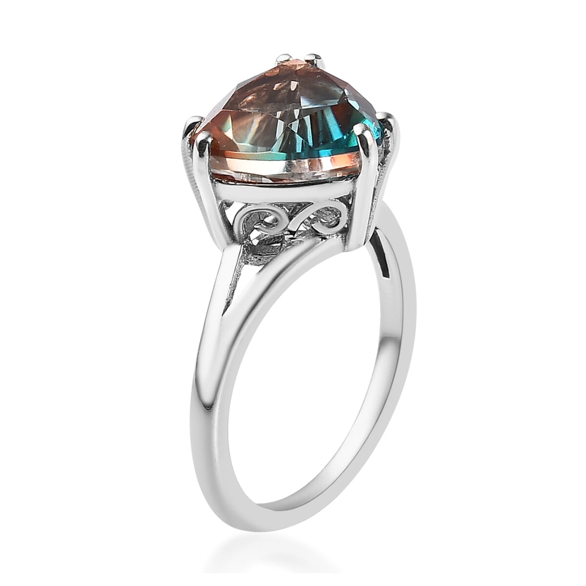 Aqua Terra Costa Quartz (Triplet) Solitaire Ring in Platinum Over Sterling Silver (Size 10.0) 3.50 ctw image number 3