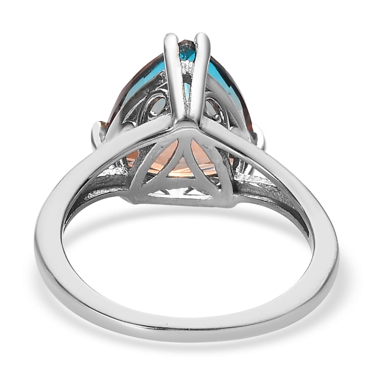 Aqua Terra Costa Quartz (Triplet) Solitaire Ring in Platinum Over Sterling Silver (Size 10.0) 3.50 ctw image number 4