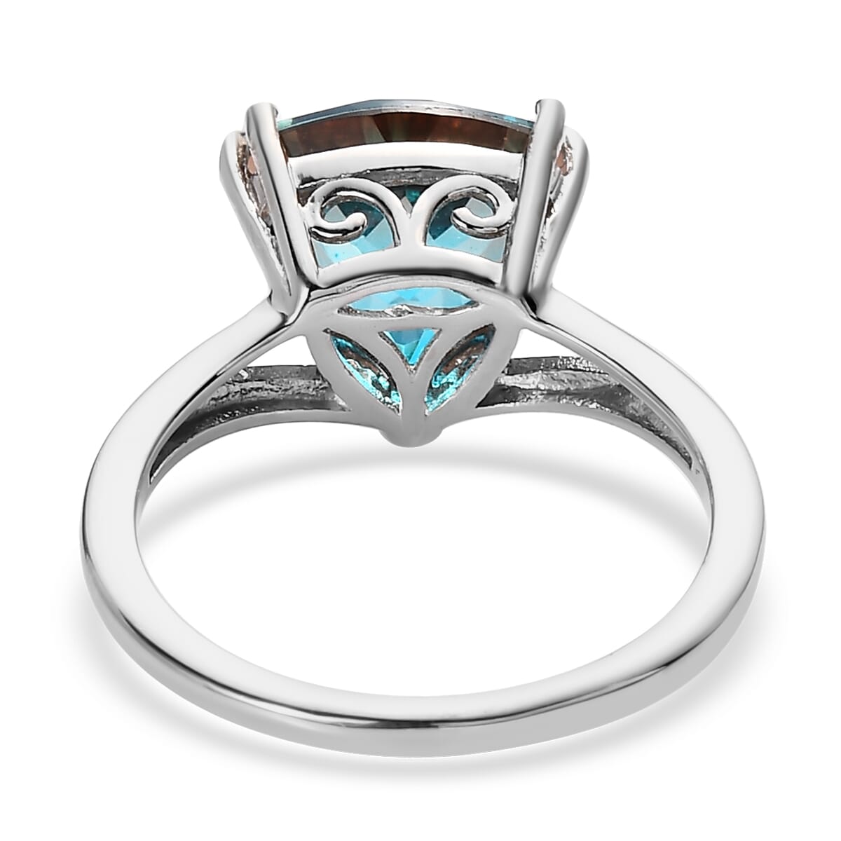 Aqua Terra Costa Quartz (Triplet) Solitaire Ring in Platinum Over Sterling Silver (Size 7.0) 3.50 ctw image number 4