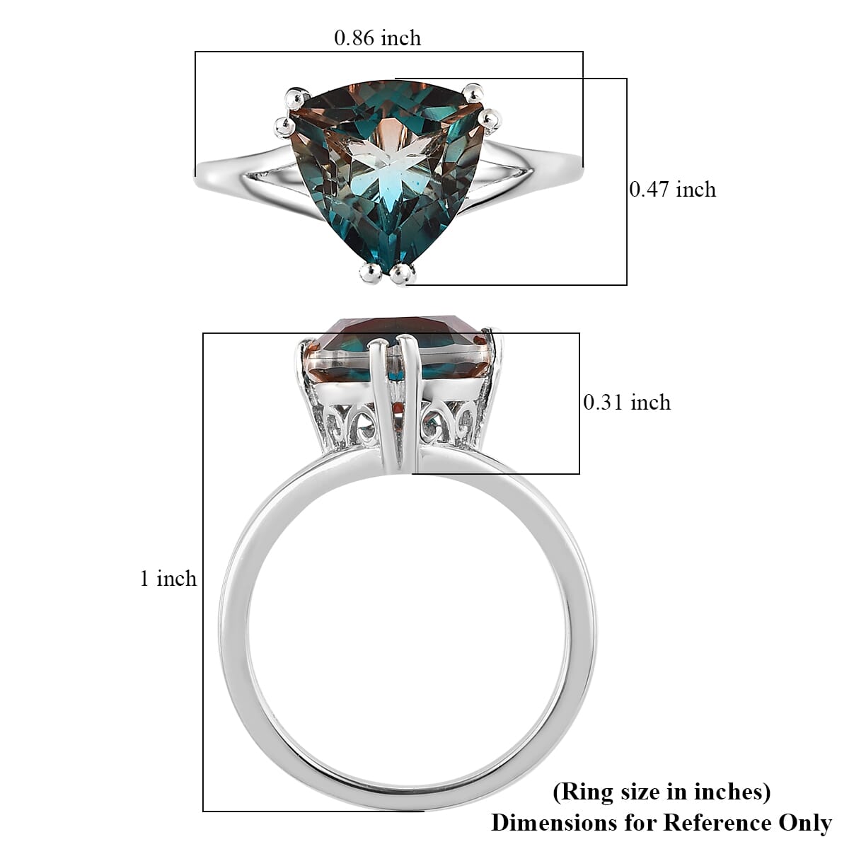 Aqua Terra Costa Quartz (Triplet) Solitaire Ring in Platinum Over Sterling Silver (Size 7.0) 3.50 ctw image number 5