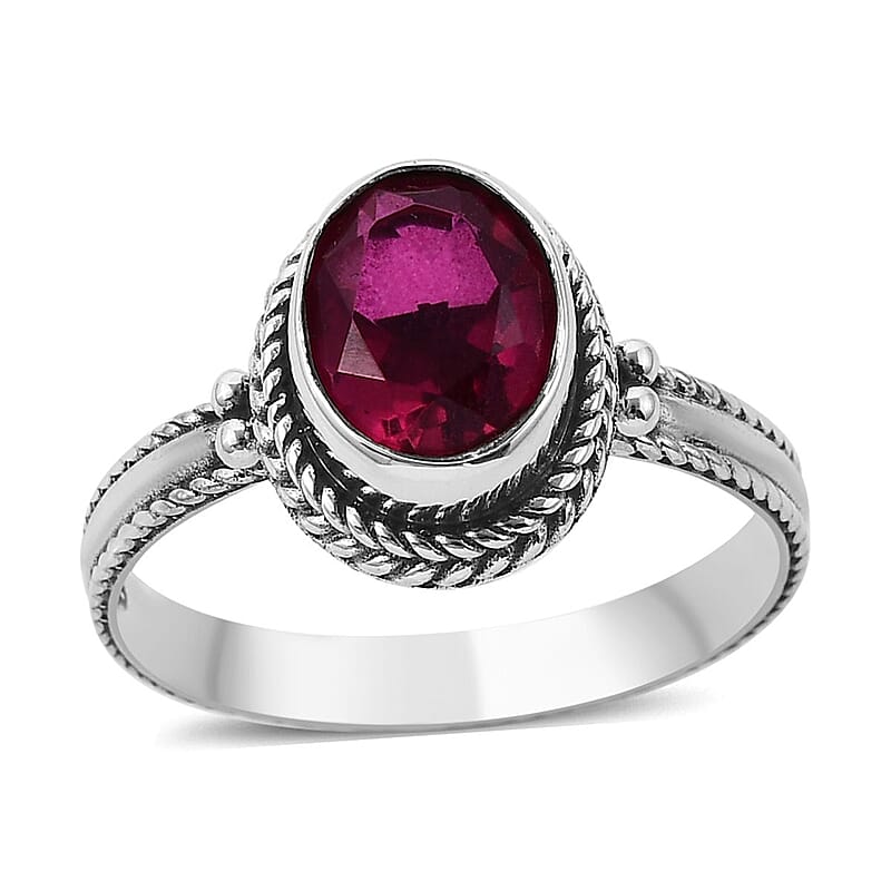Bali Legacy Rubellite Quartz (Triplet) Ring in Sterling Silver (Size 10.0) 3.00 ctw