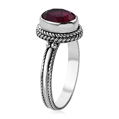 Bali Legacy Rubellite Quartz (Triplet) Ring in Sterling Silver (Size 10.0) 3.00 ctw