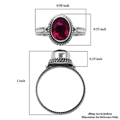 Bali Legacy Rubellite Quartz (Triplet) Ring in Sterling Silver (Size 10.0) 3.00 ctw