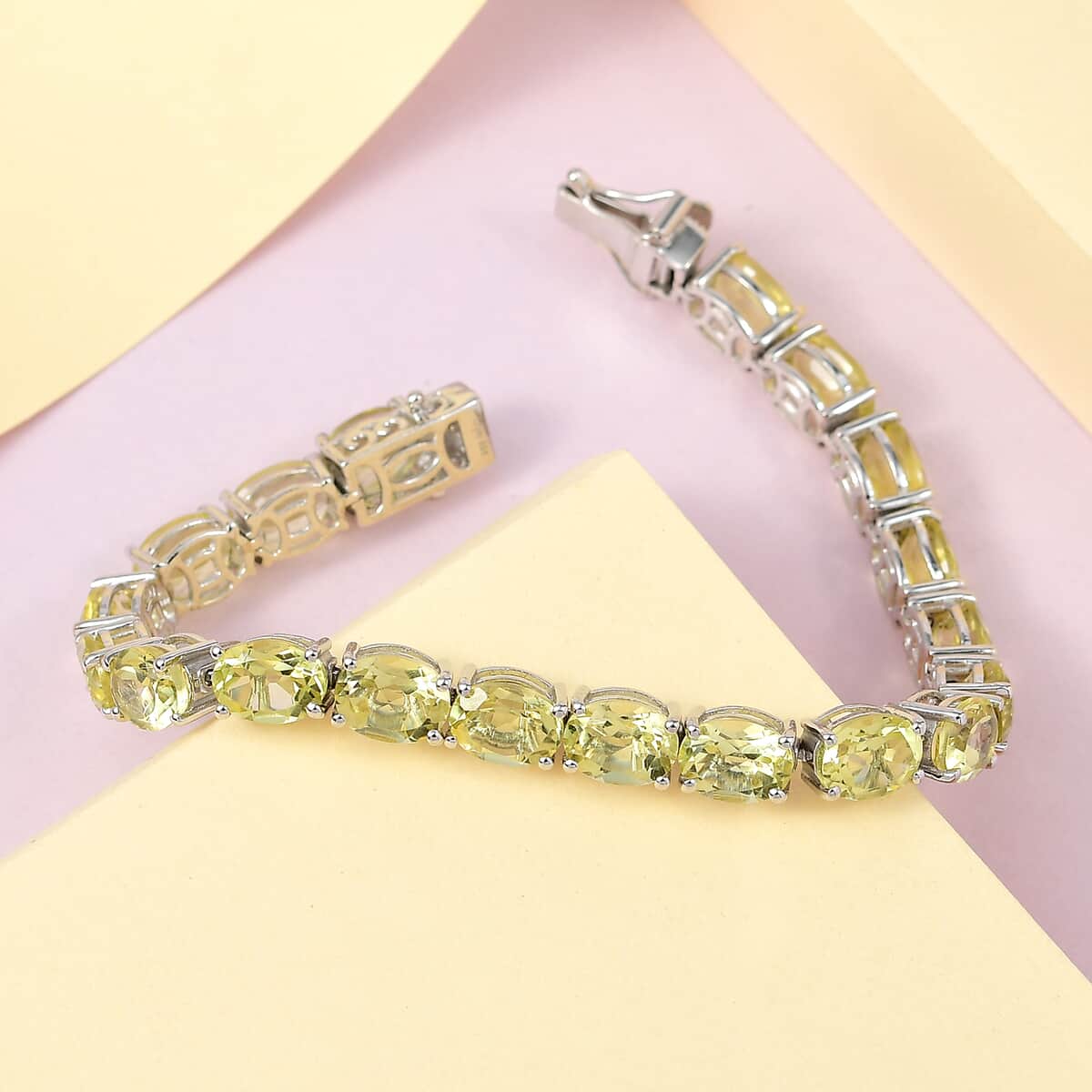 Ouro Verde Quartz Tennis Bracelet in Platinum Over Sterling Silver (6.50 In) 25.90 ctw image number 1