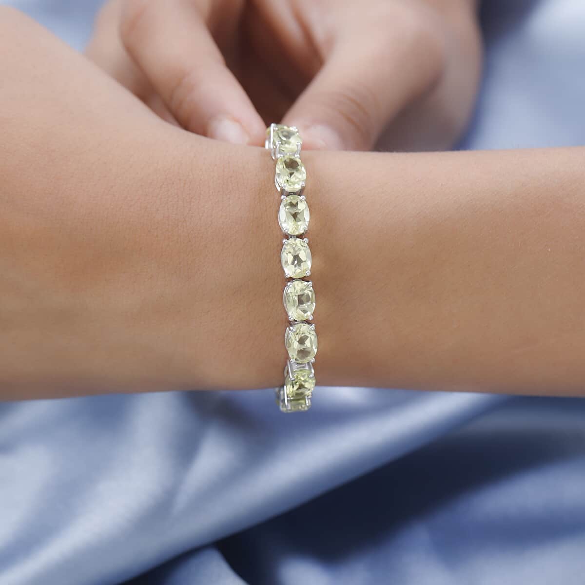 Ouro Verde Quartz Tennis Bracelet in Platinum Over Sterling Silver (6.50 In) 25.90 ctw image number 2