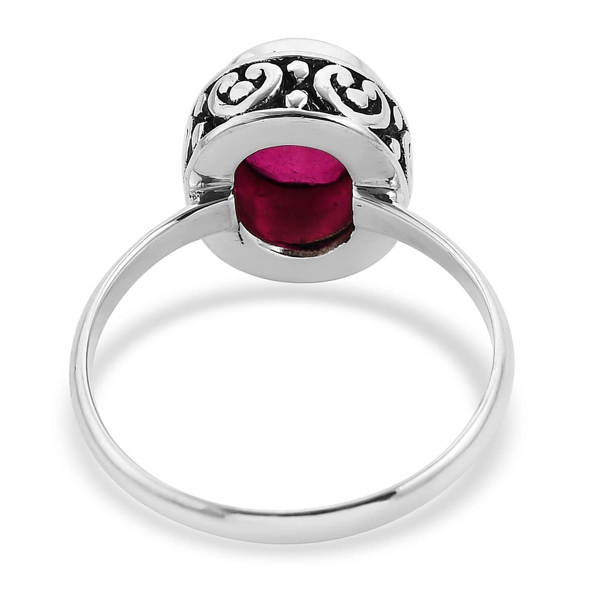 Bali Legacy Rubellite Quartz (Triplet) Solitaire Ring in Sterling Silver (Size 10.0) 3.10 ctw image number 4