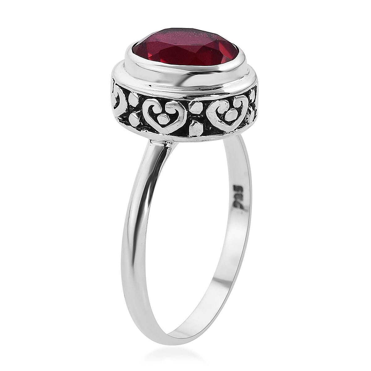 Bali Legacy Rubellite Quartz (Triplet) Solitaire Ring in Sterling Silver (Size 6.0) 3.10 ctw image number 3