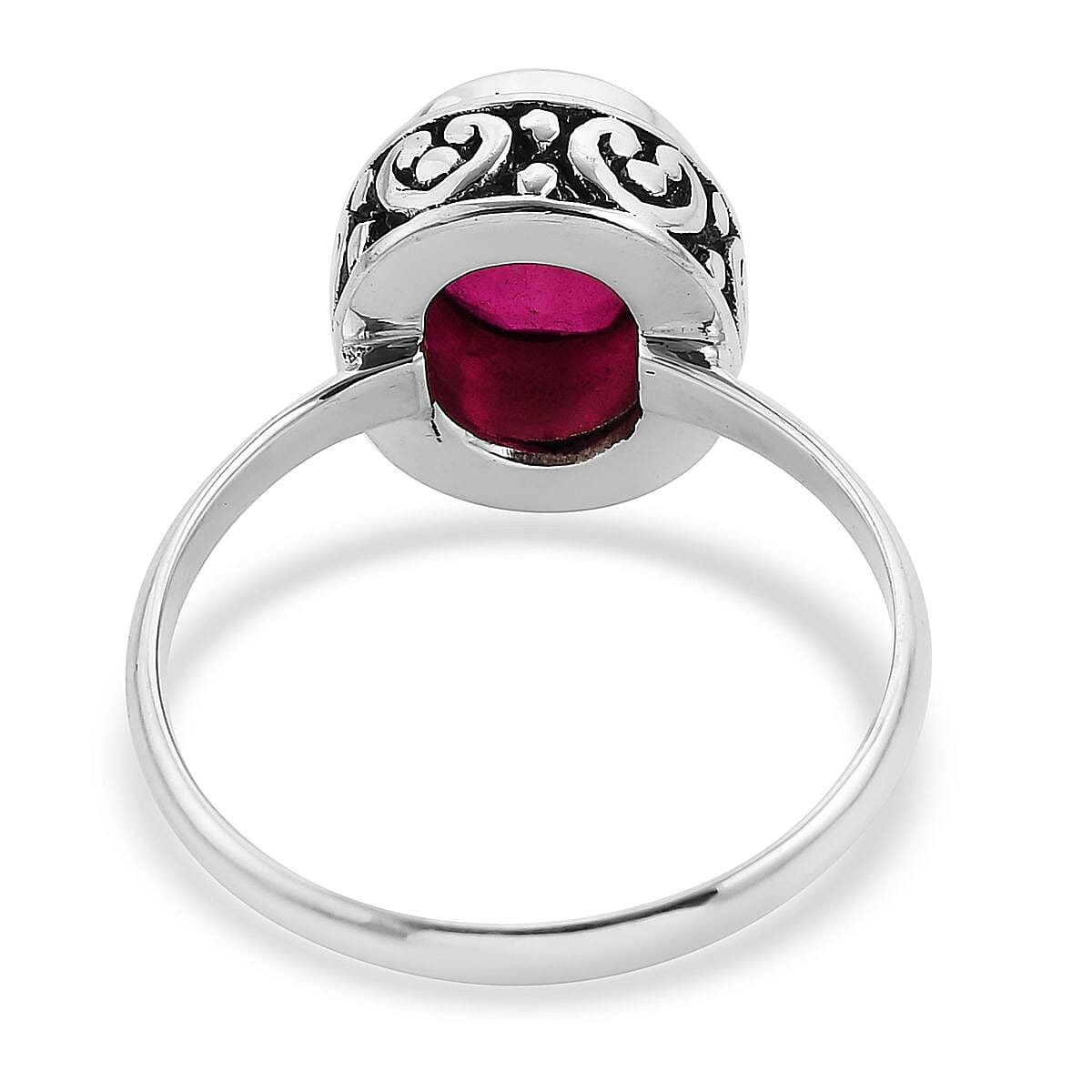 Bali Legacy Rubellite Quartz (Triplet) Solitaire Ring in Sterling Silver (Size 6.0) 3.10 ctw image number 4