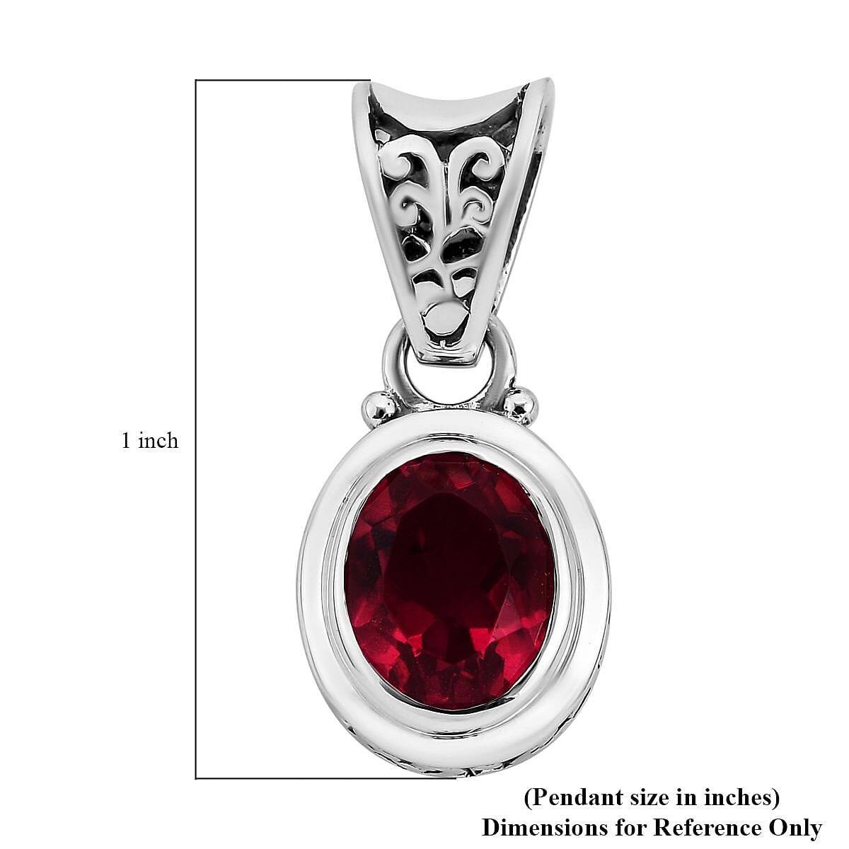 Bali Legacy Rubellite Quartz (Triplet) Solitaire Pendant in Sterling Silver 3.00 ctw image number 5
