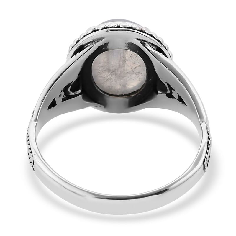 Bali Legacy Rainbow Moonstone Solitaire Ring in Sterling Silver (Size 10.0) 2.40 ctw