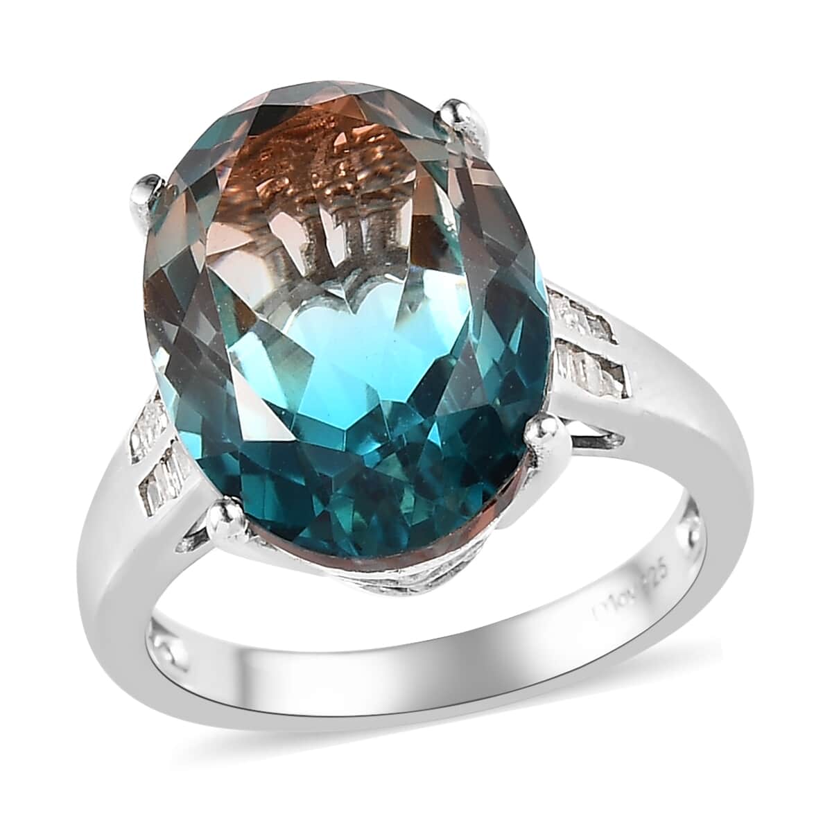 Aqua Terra Costa Quartz (Triplet) and Diamond Ring in Platinum Over Sterling Silver 9.50 ctw image number 0