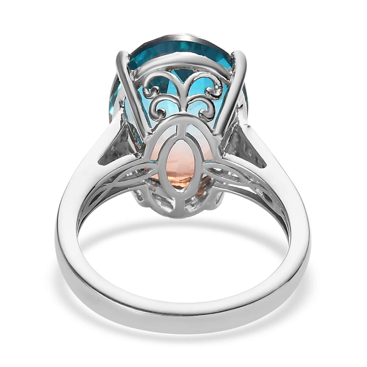 Aqua Terra Costa Quartz (Triplet) and Diamond Ring in Platinum Over Sterling Silver 9.50 ctw image number 4