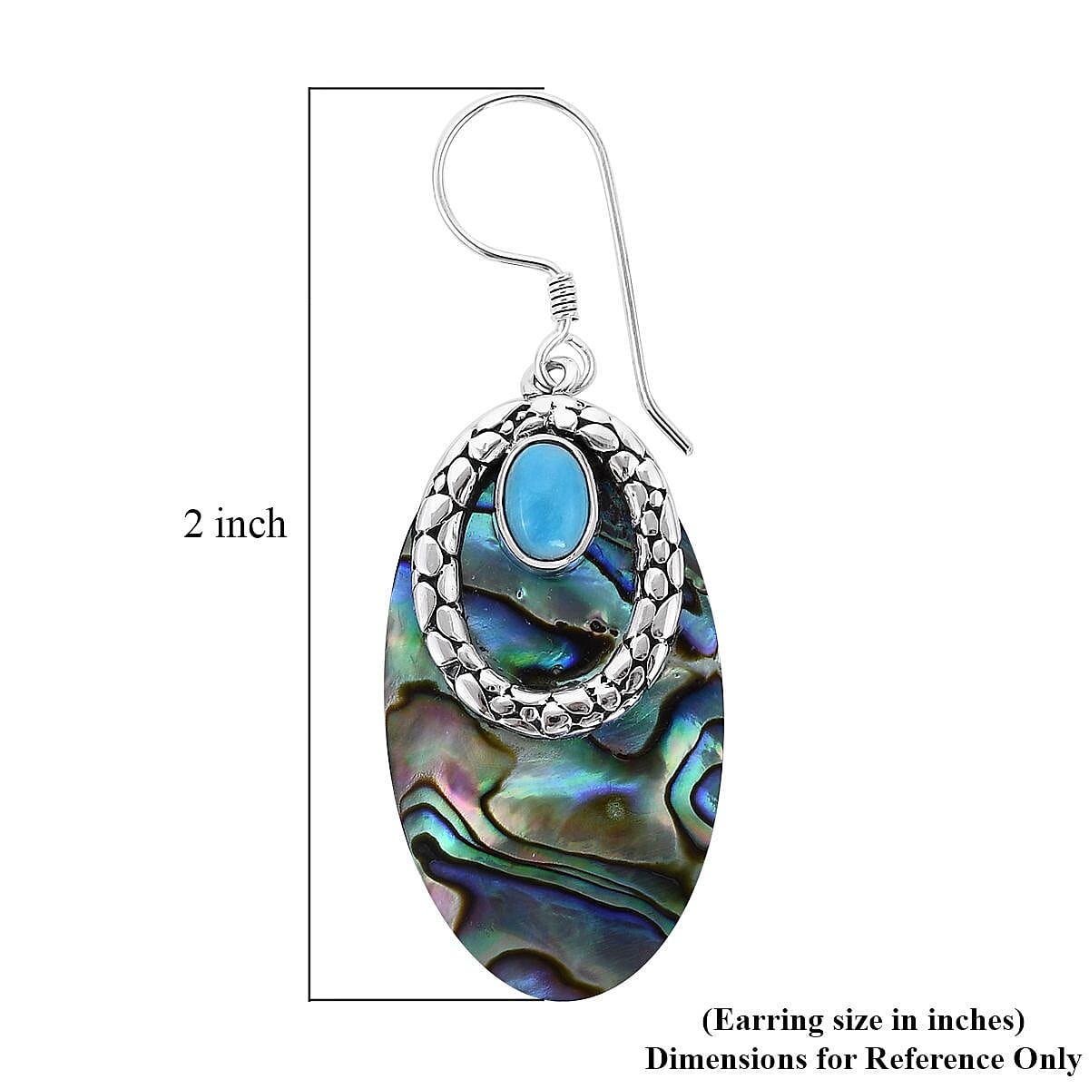 Bali Legacy Sleeping Beauty Turquoise and Abalone Shell Earrings in Sterling Silver 1.40 ctw image number 4