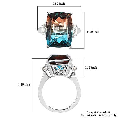 Aqua Terra Costa Quartz (Triplet) and White Topaz Ring in Platinum Over Sterling Silver (Size 10.0) 11.40 ctw