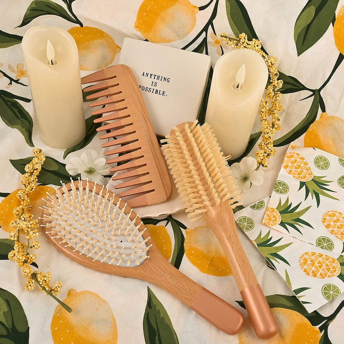 Closeout Lily England Wooden Hair Tool Trio Set image number 1