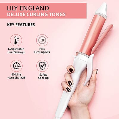 Closeout Lily England Curling Tongs with Ceramic Barrel, Hair Curler, Curling Iron, Hair Rollers, Curling Wand