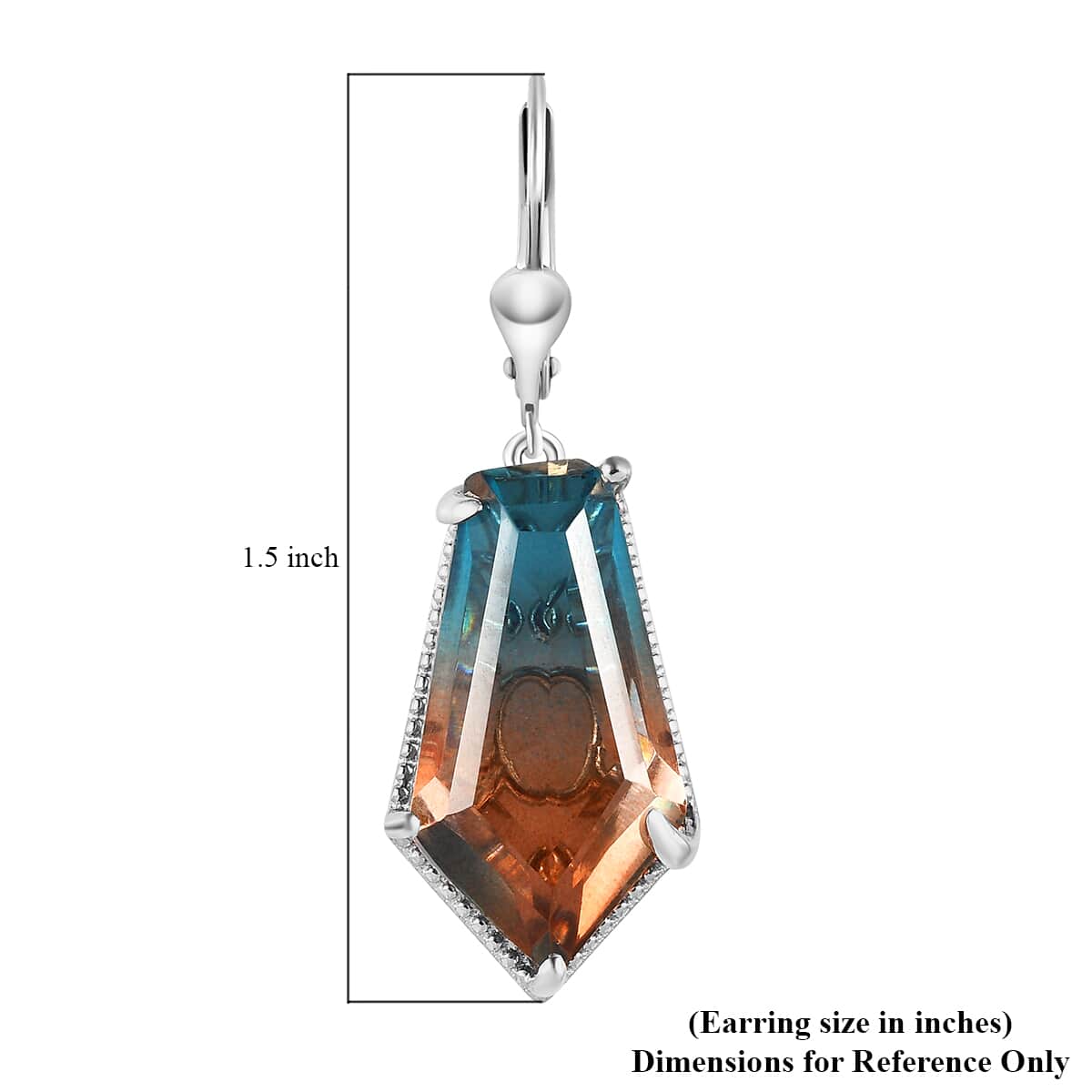 Aqua Terra Costa Quartz (Triplet) Dangle Earrings in Platinum Over Sterling Silver 16.00 ctw image number 4