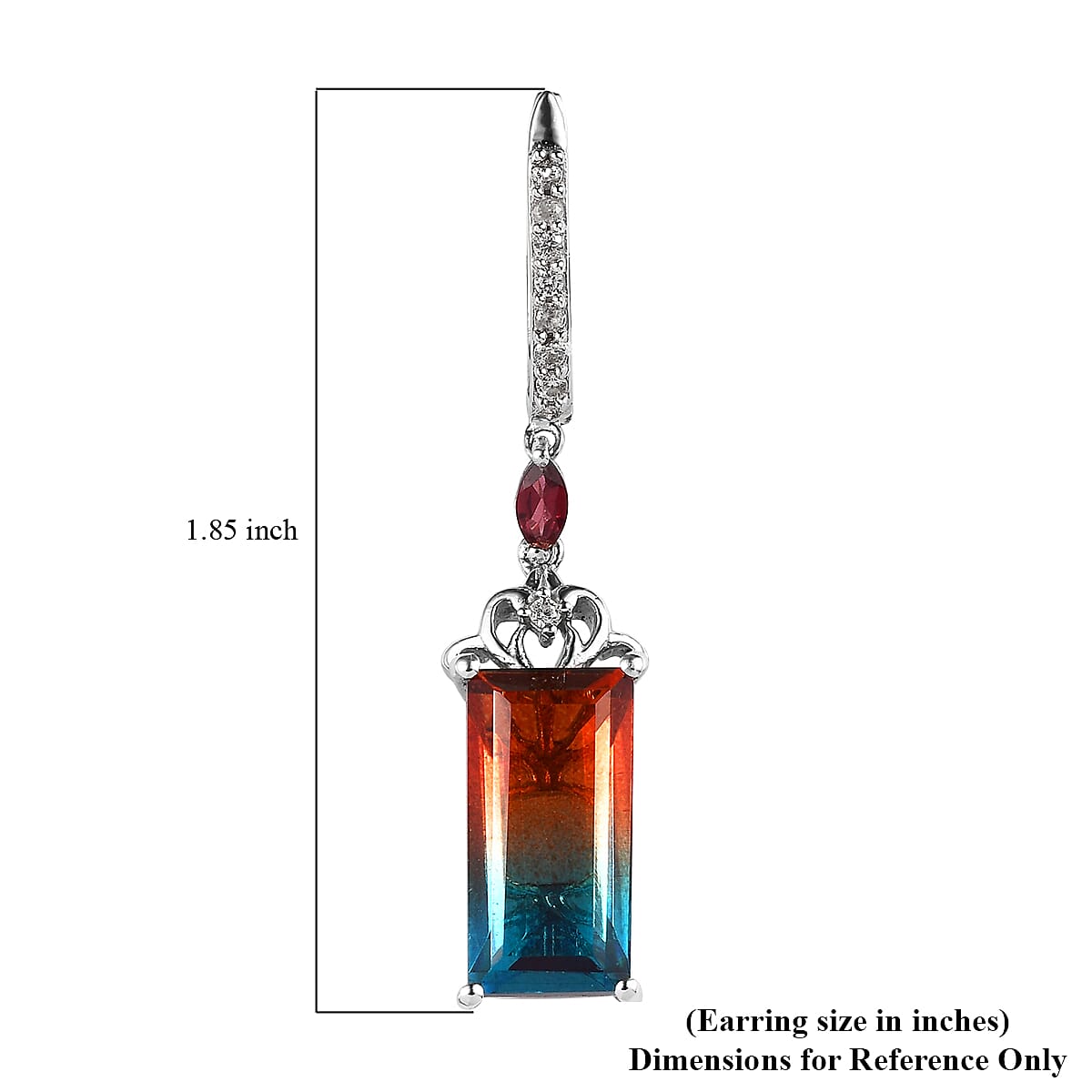 Aqua Terra Costa Quartz (Triplet) and Multi Gemstone Lever Back Earrings in Platinum Over Sterling Silver 14.50 ctw