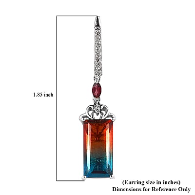 Aqua Terra Costa Quartz (Triplet) and Multi Gemstone Lever Back Earrings in Platinum Over Sterling Silver 14.50 ctw