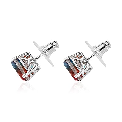 Aqua Terra Costa Quartz (Triplet) Solitaire Stud Earrings in Platinum Over Sterling Silver 4.50 ctw