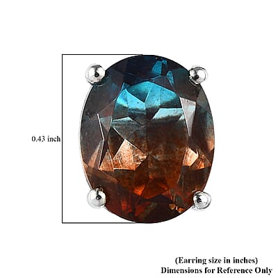 Aqua Terra Costa Quartz (Triplet) Solitaire Stud Earrings in Platinum Over Sterling Silver 4.50 ctw