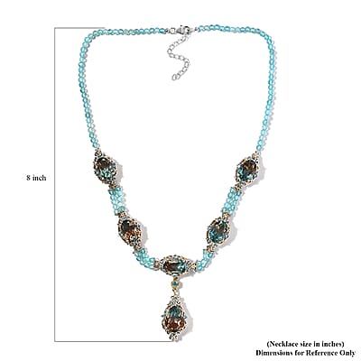 Aqua Terra Costa Quartz (Triplet) and Apatite Necklace 18 Inches in Vermeil YG and Platinum Over Sterling Silver 40.00 ctw